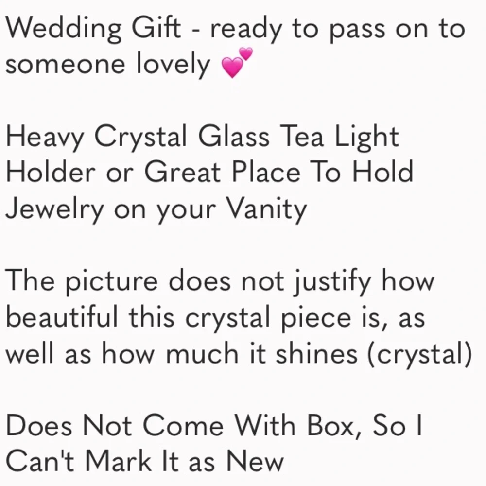 Crystal Jewelry Dish | Engraved Heart Shape | Tea Light Candle Holder | LOVE - Picture 2 of 2